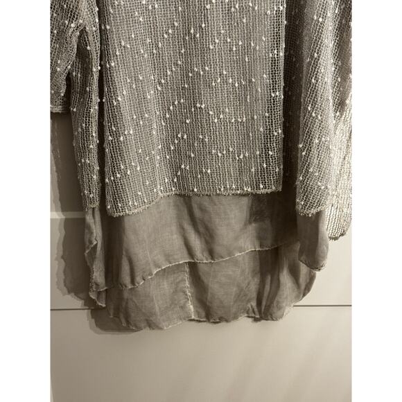 Made in Italy Womens Tunic Gray Mixed Media Boho LagenLook Sz L See Measurements - Picture 2 of 7
